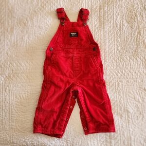 12mo Red Corduroy Overalls